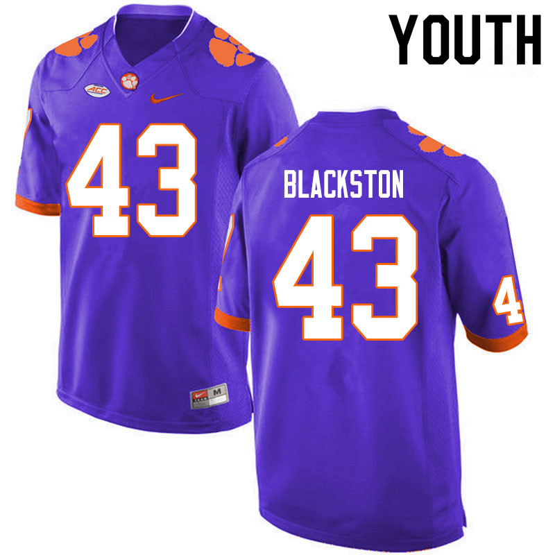 Youth #43 Will Blackston Clemson Tigers College Football Jerseys Sale-Purple